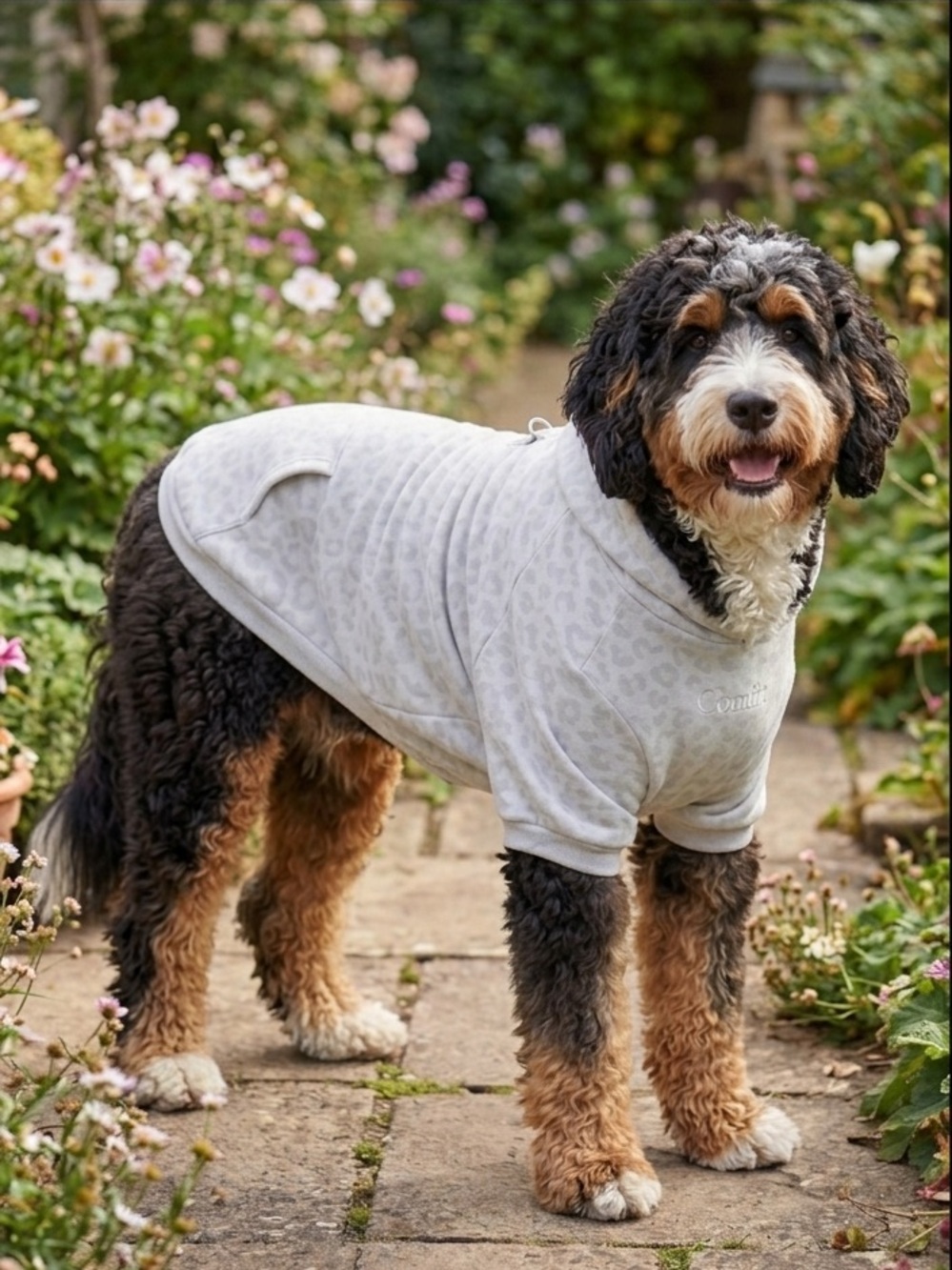 Comfrt Pet Hoodie Light gray Leopard Print Dog Sweatshirt Size 2XL